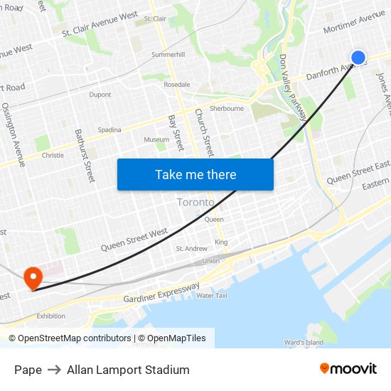 Pape to Allan Lamport Stadium map