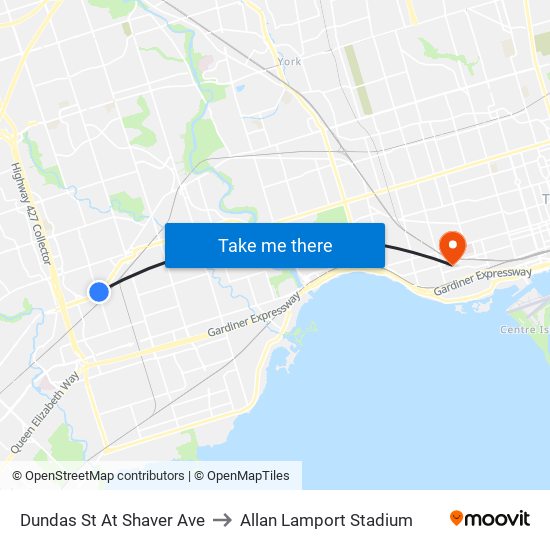 Dundas St At Shaver Ave to Allan Lamport Stadium map