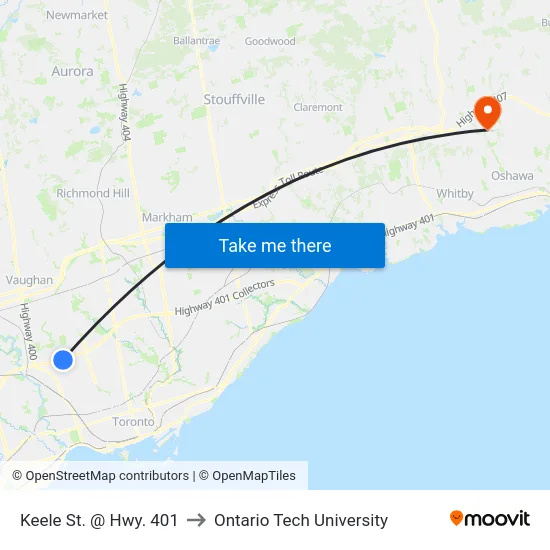 Keele St. @ Hwy. 401 to Ontario Tech University map