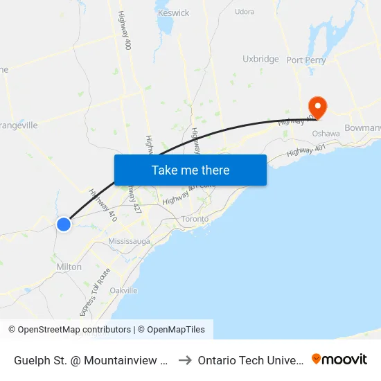 Guelph St. @ Mountainview Rd. N. to Ontario Tech University map