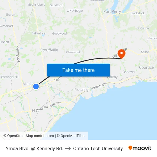 Ymca Blvd. @ Kennedy Rd. to Ontario Tech University map