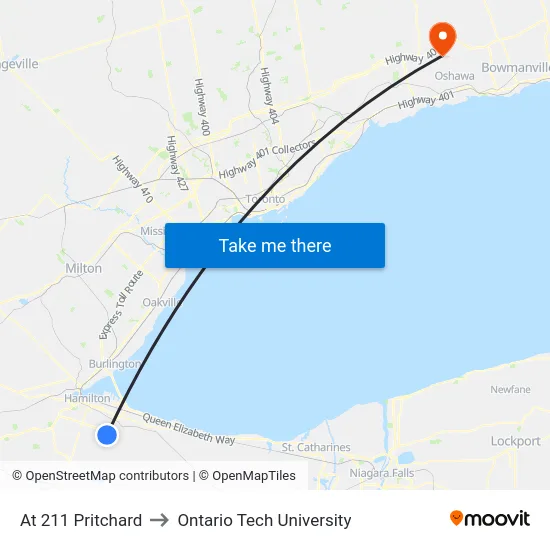 At 211 Pritchard to Ontario Tech University map