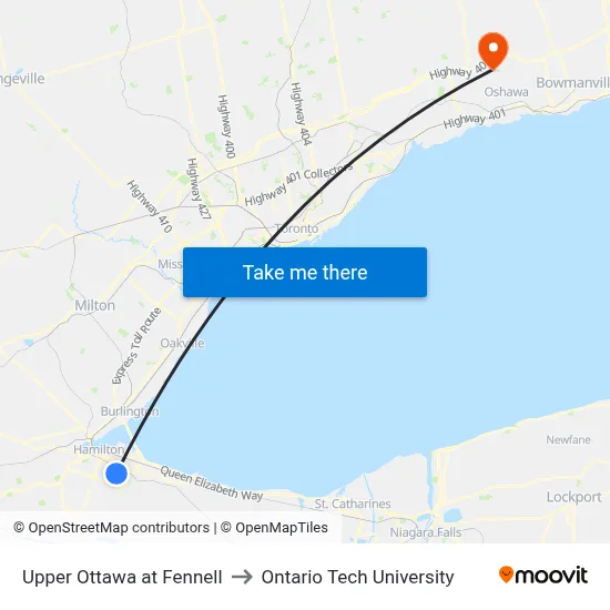 Upper Ottawa at Fennell to Ontario Tech University map