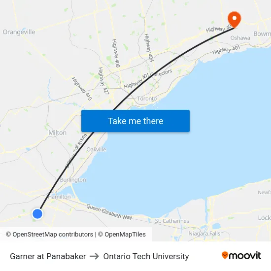 Garner at Panabaker to Ontario Tech University map