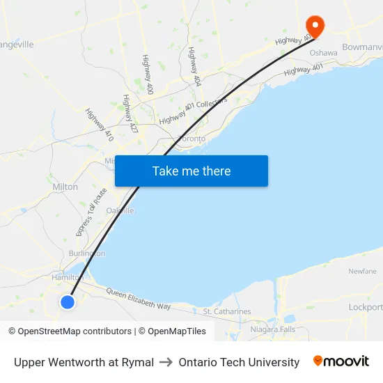 Upper Wentworth at Rymal to Ontario Tech University map