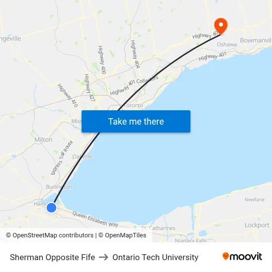 Sherman Opposite Fife to Ontario Tech University map