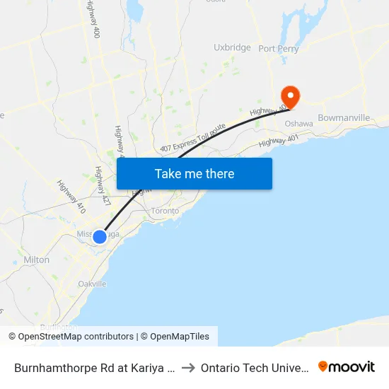 Burnhamthorpe Rd at Kariya Gate to Ontario Tech University map