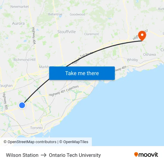 Wilson Station to Ontario Tech University map