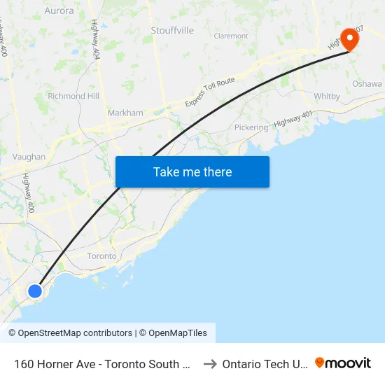 160 Horner Ave - Toronto South Detention Centre to Ontario Tech University map