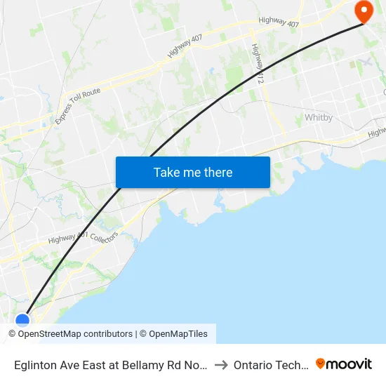 Eglinton Ave East at Bellamy Rd North - Eglinton Go Station to Ontario Tech University map