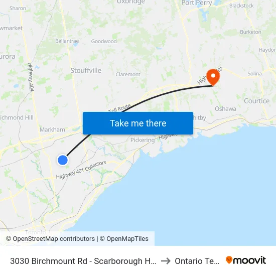 3030 Birchmount Rd - Scarborough Health Network Birchmount Hospital to Ontario Tech University map