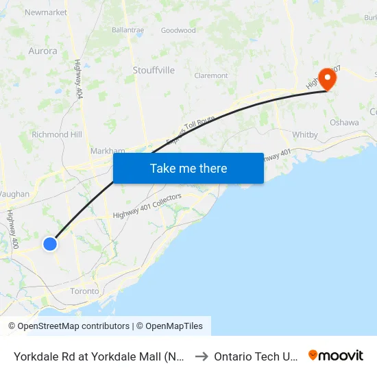 Yorkdale Rd at Yorkdale Mall (North Entrance) to Ontario Tech University map