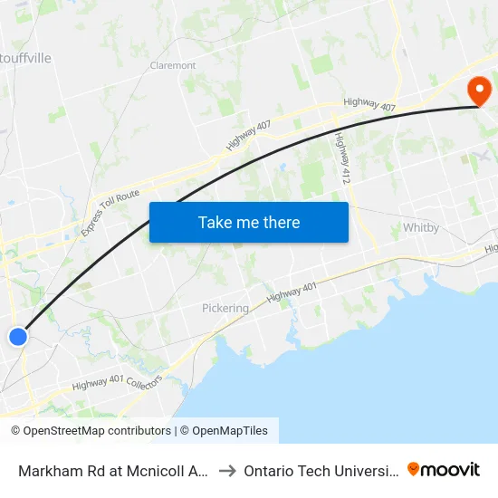 Markham Rd at Mcnicoll Ave to Ontario Tech University map