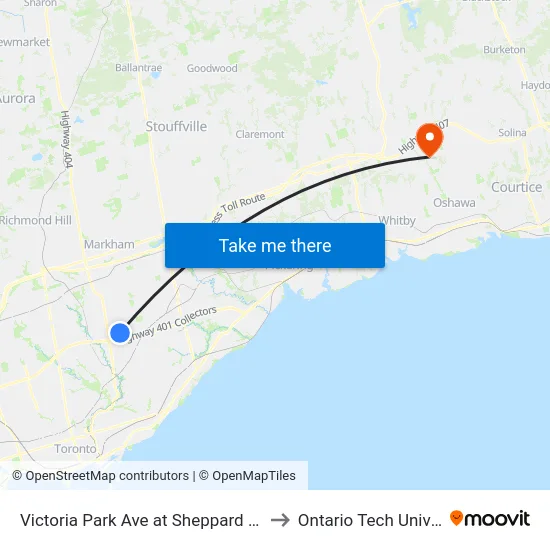 Victoria Park Ave at Sheppard Ave East to Ontario Tech University map