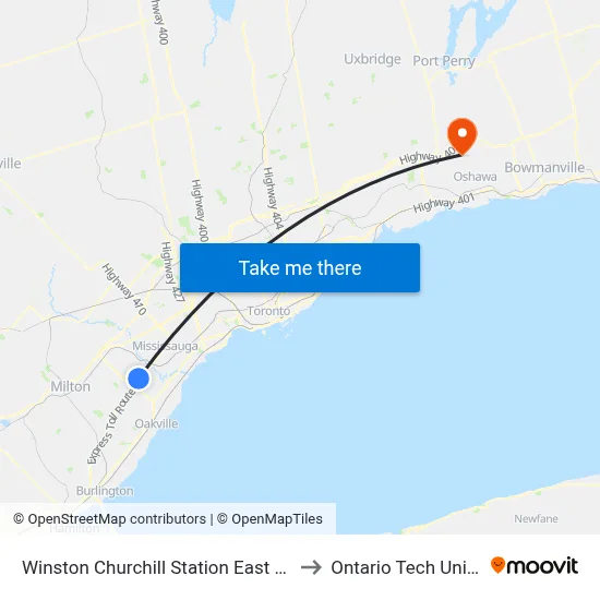 Winston Churchill Station East Platform 6 to Ontario Tech University map