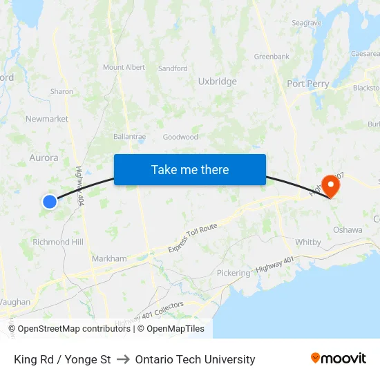 King Rd / Yonge St to Ontario Tech University map