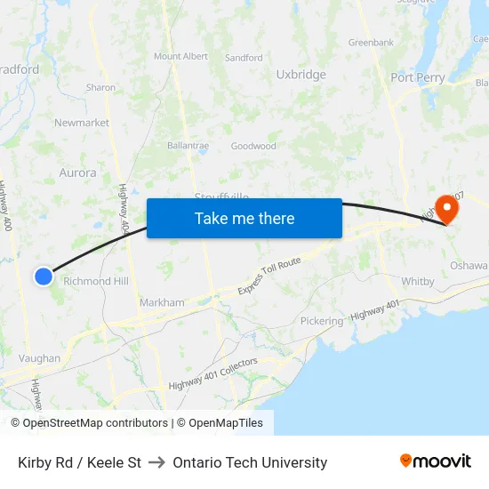 Kirby Rd / Keele St to Ontario Tech University map