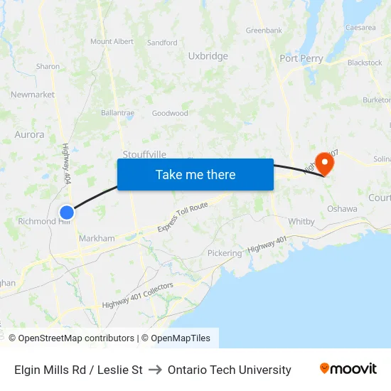 Elgin Mills Rd / Leslie St to Ontario Tech University map