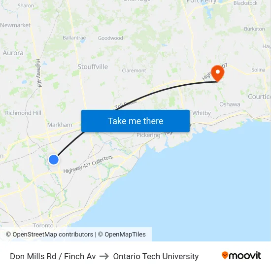 Don Mills Rd / Finch Av to Ontario Tech University map