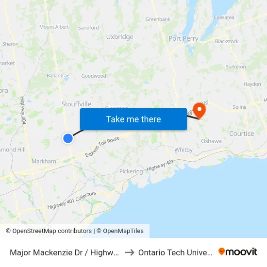Major Mackenzie Dr / Highway 48 to Ontario Tech University map