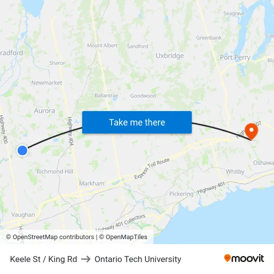 Keele St / King Rd to Ontario Tech University map