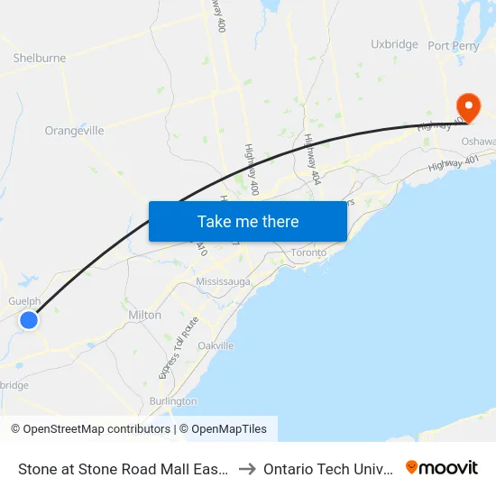 Stone at Stone Road Mall Eastbound to Ontario Tech University map