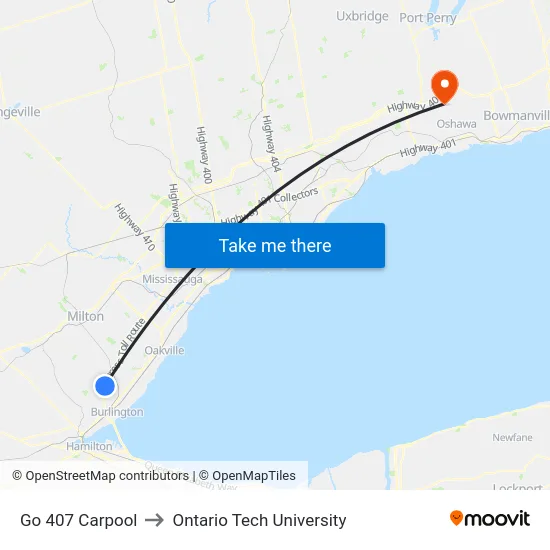 Go 407 Carpool to Ontario Tech University map