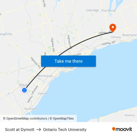 Scott at Dymott to Ontario Tech University map