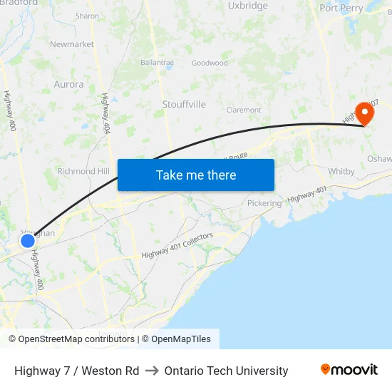 Highway 7 / Weston Rd to Ontario Tech University map