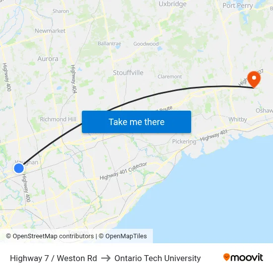 Highway 7 / Weston Rd to Ontario Tech University map