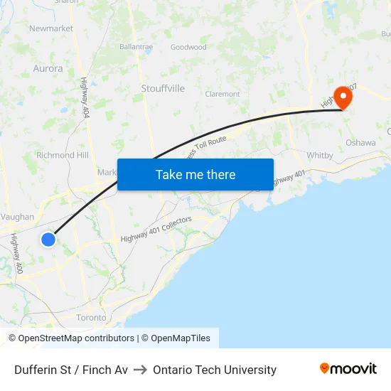 Dufferin St / Finch Av to Ontario Tech University map