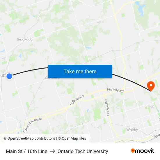 Main St / 10th Line to Ontario Tech University map