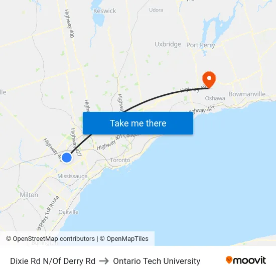 Dixie Rd N/Of Derry Rd to Ontario Tech University map
