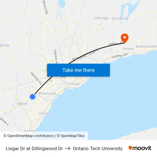 Lisgar Dr at Dillingwood Dr to Ontario Tech University map