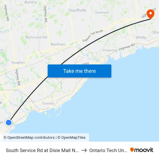 South Service Rd at Dixie Mall North Access to Ontario Tech University map