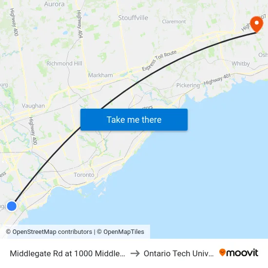 Middlegate Rd at 1000 Middlegate Rd to Ontario Tech University map