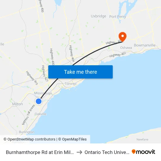Burnhamthorpe Rd at Erin Mills Pky to Ontario Tech University map