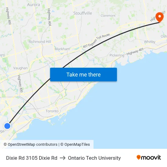 Dixie Rd 3105 Dixie Rd to Ontario Tech University map