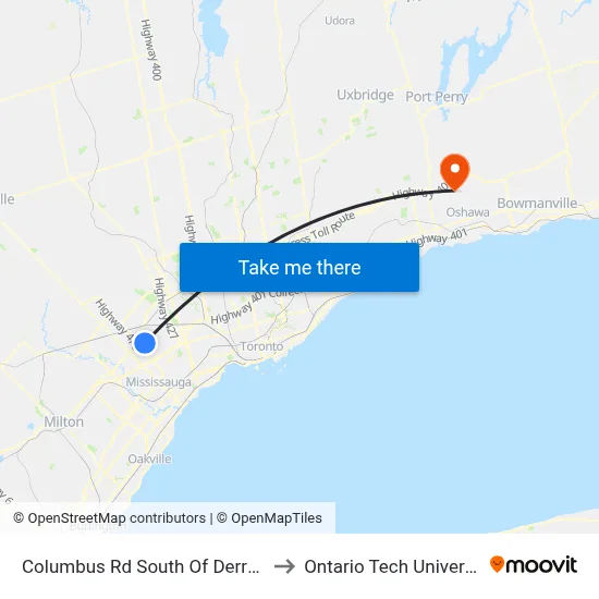 Columbus Rd South Of Derry Rd to Ontario Tech University map