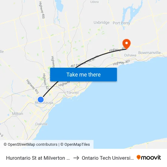 Hurontario St at Milverton Dr to Ontario Tech University map