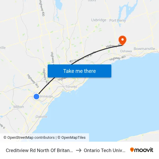 Creditview Rd North Of Britannia Rd to Ontario Tech University map