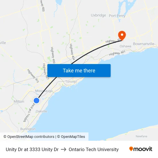 Unity Dr at 3333 Unity Dr to Ontario Tech University map