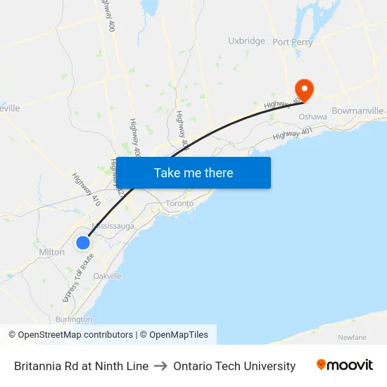 Britannia Rd at Ninth Line to Ontario Tech University map