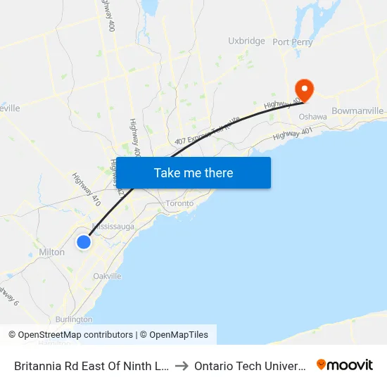 Britannia Rd East Of Ninth Line to Ontario Tech University map