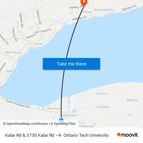 Kalar Rd & 3730 Kalar Rd to Ontario Tech University map