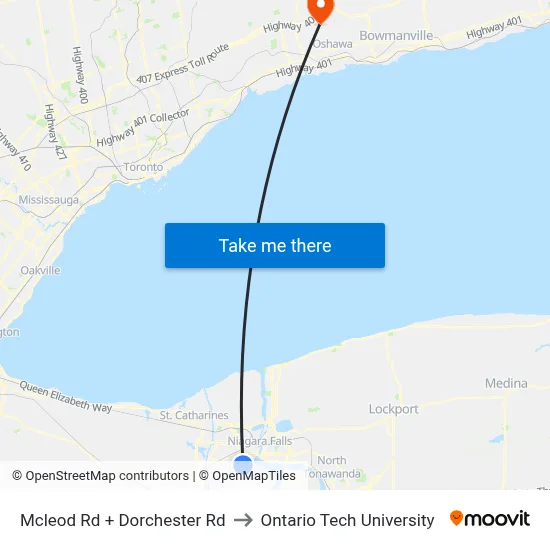 Mcleod Rd + Dorchester Rd to Ontario Tech University map