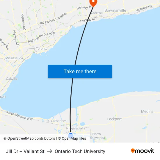 Jill Dr + Valiant St to Ontario Tech University map