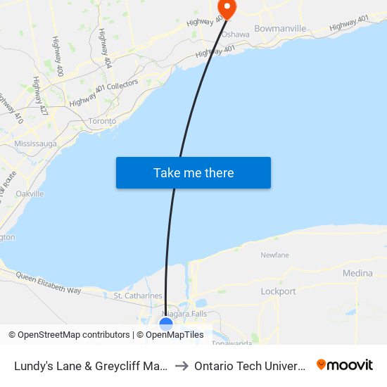 Lundy's Lane & Greycliff Manor to Ontario Tech University map