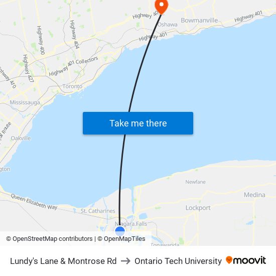 Lundy's Lane & Montrose Rd to Ontario Tech University map