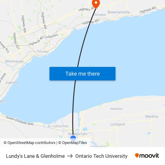 Lundy's Lane & Glenholme to Ontario Tech University map